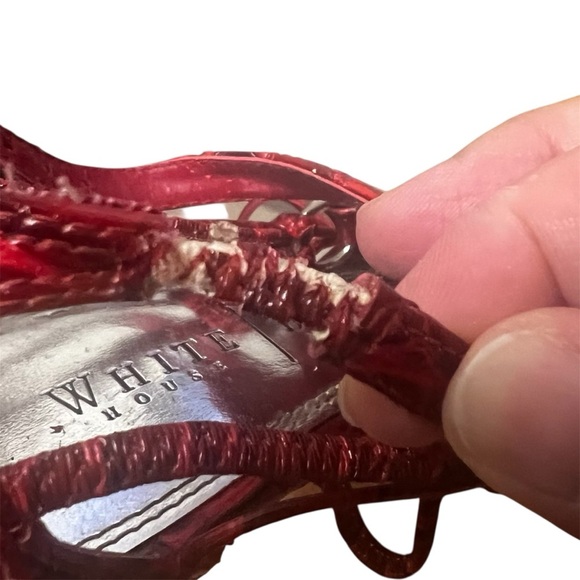 Vintage White House Black Market 7.5M Red Faux Crocodile Platform Sandals Heels - Picture 5 of 10